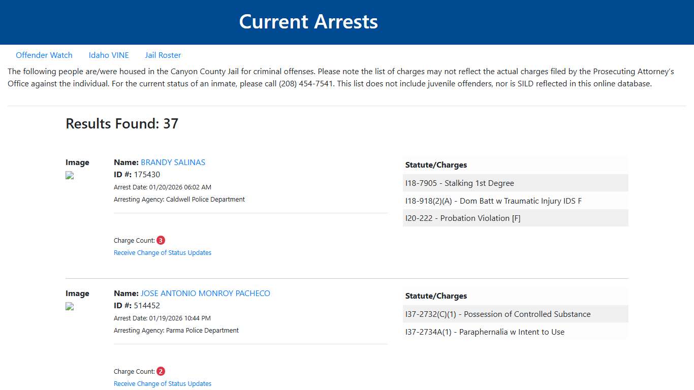 Current Arrests